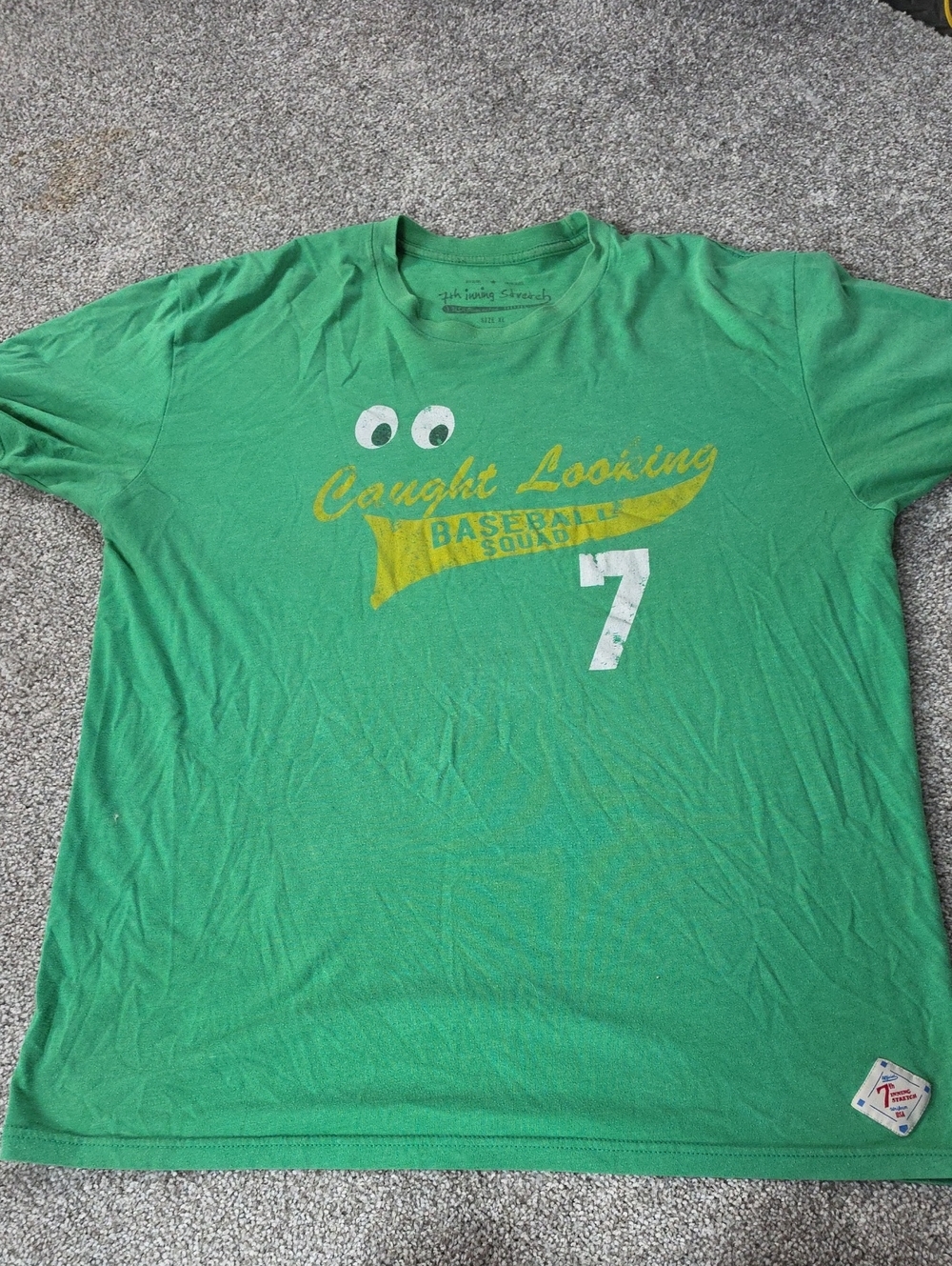 Green 'Caught Looking' Graphic Mens Vintage T-Shirt